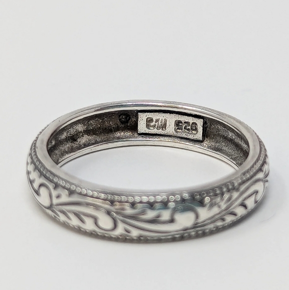 Vintage sterling silver etched ring band 925 solid real genuine marsala - Picture 3 of 5